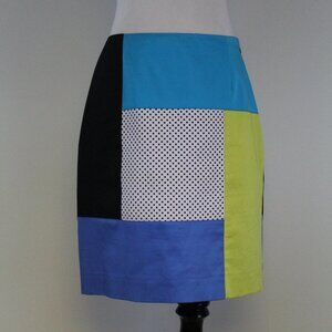 Per Se Colorblock Graphic Skirt Size 6 Cotton Stretch Mini